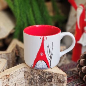 Kubek świąteczny MATOWY - z czerwonym środkiem