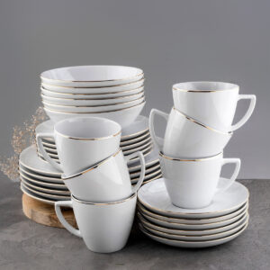 Zestaw obiadowo-kawowy 6os./30elem. WA-08z Złota Linia (modern)