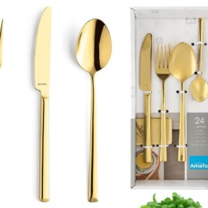 Komplet sztućców 6 osób / 24 cz. Amefa - METROPOLE złoty pudełko