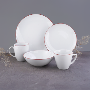 Zestaw obiadowo-kawowy dla 6 os. - Bordowa Linia (modern)