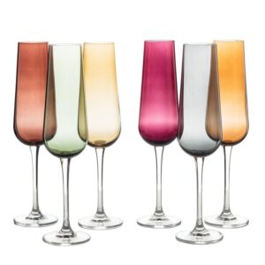 BOHEMIA Kieliszki szampan 220ml - ARDEA SMOKEY  6szt. mix kolor
