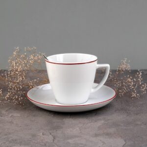 Filiżanka ze spodkiem - Bordowa Linia (modern)
