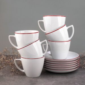 Komplet filiżanek ze spod. 6os. - Bordowa Linia (modern)