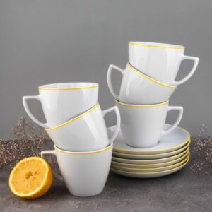 Komplet filiżanek ze spod. 6os. - Cytrynowa Linia (modern)