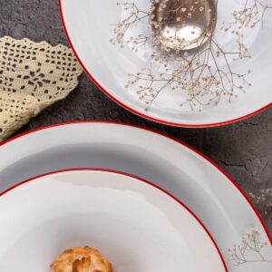 Zestaw obiadowo-kawowy dla 6 os. /24elem - Czerwona Linia (modern)