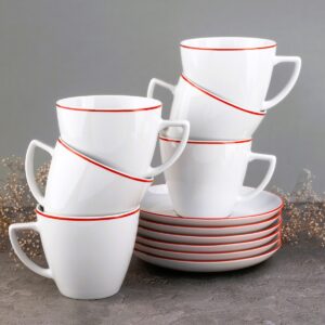 Komplet filiżanek ze spod. 6os. - Czerwona Linia (modern)