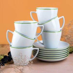 Komplet filiżanek ze spod. 6os. - Zielona Linia (modern)