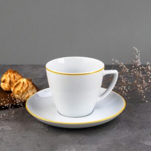 Filiżanka ze spodkiem - Żółta Linia  (modern)