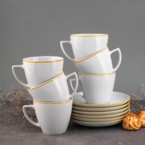 Komplet filiżanek ze spod. 6os. - Żółta Linia (modern)