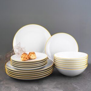 Komplet talerzy 6 os./ 18 elem. - Żółta Linia (modern)