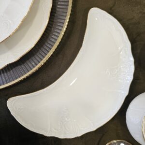 Półmisek na kości BERNADOTTE (ecru) złoty rant