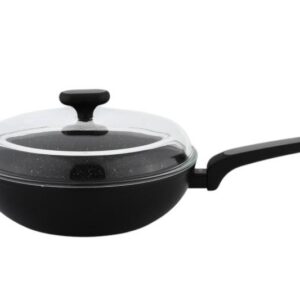 Patelnia WOK z pokrywą 28cm Silver z Powłoką Nieprzywierającą Greblon C3+ | NOIS 3,9l